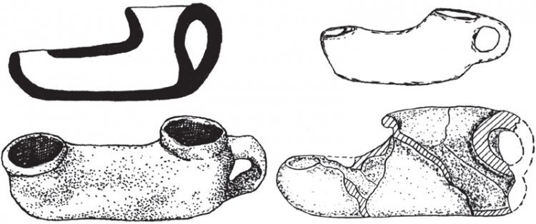 Krími késő szkíta cipő alakú mécsesek 1–3: Beljausz; 4: Bitak